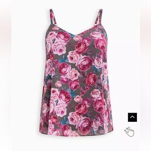 Torrid Sophie chiffon Pink and Gray Floral swing Cami